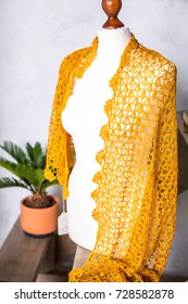 Yellow Lace Crochet Shawl