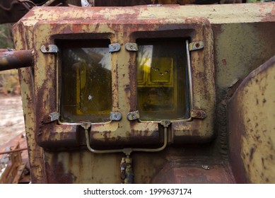 Yellow Lead Glass For Radiation Protection On Soviet Military Engineering Vehicle In Chernobyl