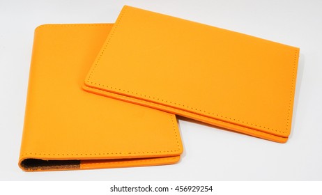 Yellow Leather Clutch Bag On A White Background