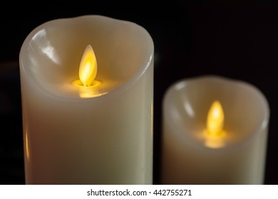 Yellow LED Candles In The Dark