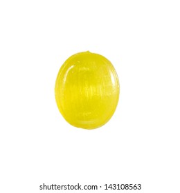 Yellow Lemon Candy Isolated On White Background