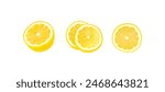 Yellow lemon cross section. white background