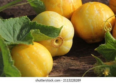 Yellow Or Lemon Cucumber At Farmer Market .