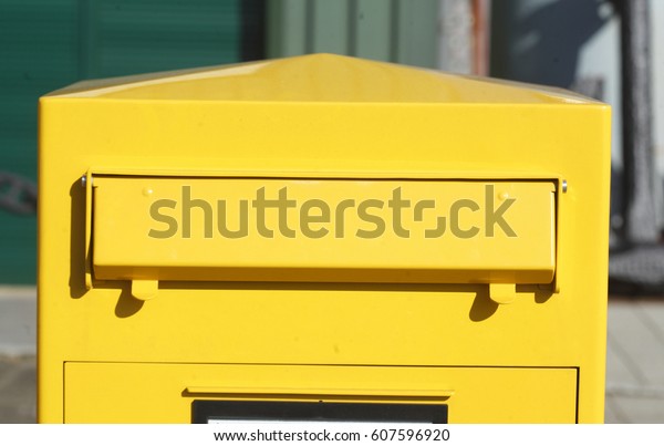 Yellow Letterbox Mail Slot Stock Photo Edit Now 607596920