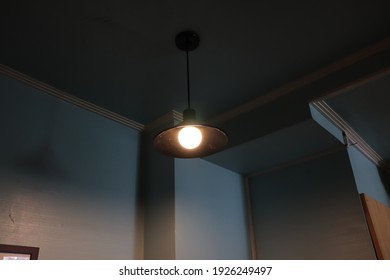 Yellow Light Bulb Light Black Lampshade Lamp