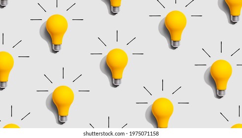 Yellow Light Bulb Pattern With Shadow - Flat Lay
