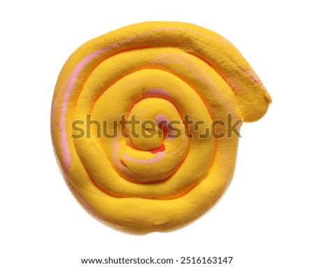 Yellow light clay in shape sun, modeling clay isolated on white, clipping