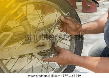 Yellow lights and motorcycle parts repair