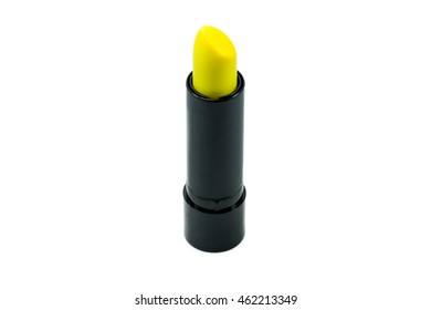 Yellow Lipstick On White Background