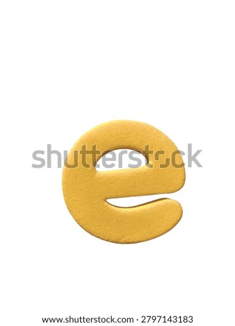 Yellow lowercase E icon on white background, abstract modern typography design concept.