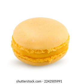 Yellow macaroon isolated on white background
