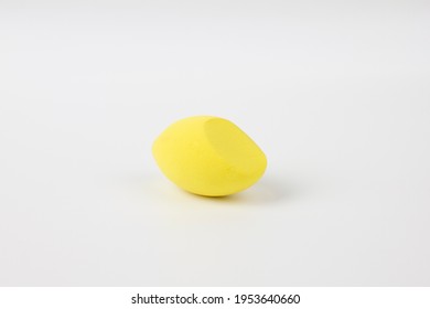 Yellow Makeup Tool Sponge Isolated On A White Background