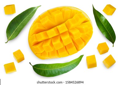 Yellow mango with leaves isolated on white background
 - Shutterstock ID 1584526894