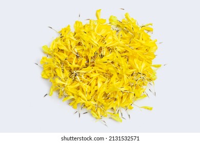 Yellow Marigold Flowers On White Background.