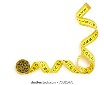 Yellow measuring tape isolated on white background - Shutterstock ID 70581478