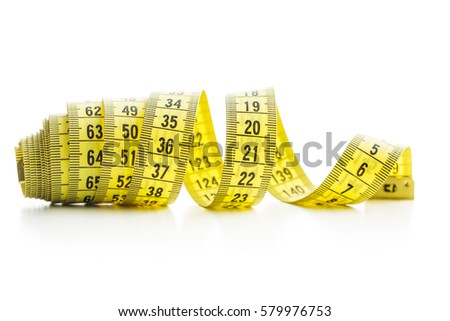 The yellow measuring tape isolated on white background.