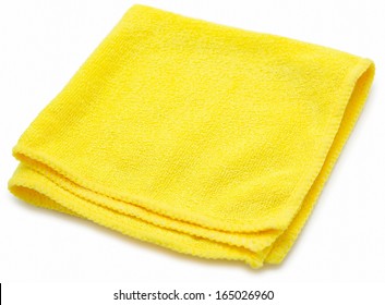 a yellow microfiber cleaning towel, over white background