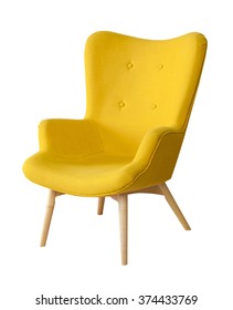 Yellow modern chair isolated on white background - Shutterstock ID 374433769
