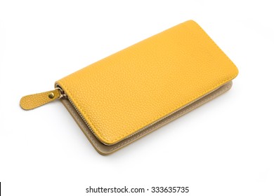 Yellow Money Purse Isolated On White