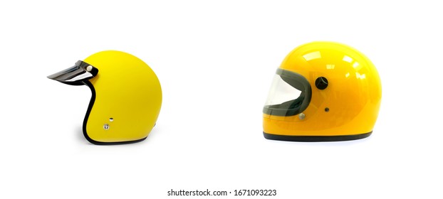 yellow open face motorcycle helmet