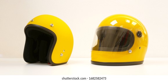 yellow open face helmet