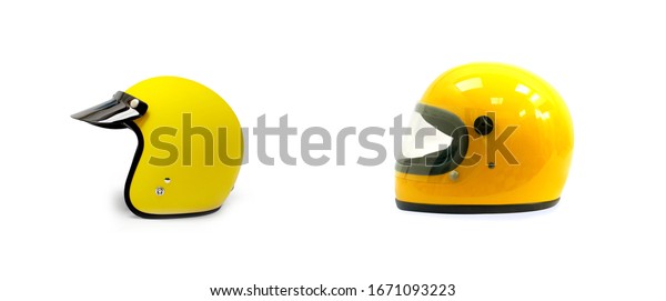 yellow open face helmet