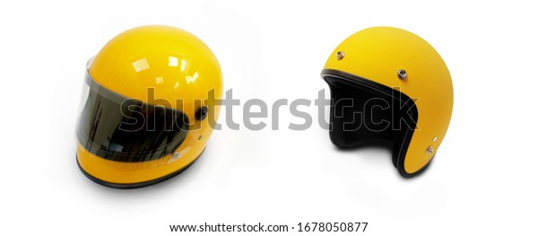 yellow open face helmet