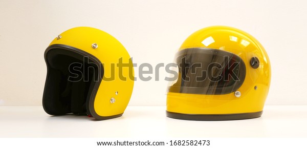 Yellow Motorcycle Full Helmet Open Face Stock Photo (Edit Now) 1682582473