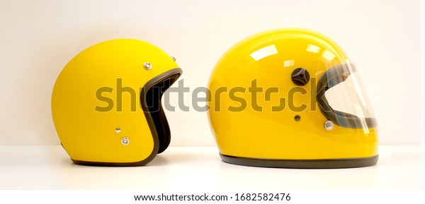 yellow open face helmet