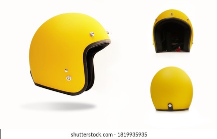 yellow open face helmet