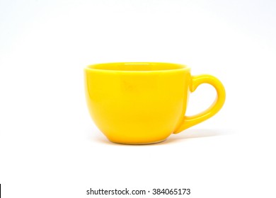 Yellow Mug Coffee On White Background