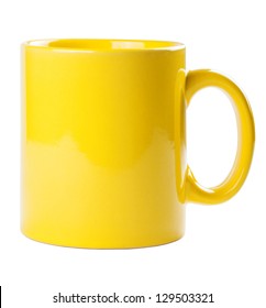 Yellow mug empty blank for coffee or tea isolated on white background - Shutterstock ID 129503321