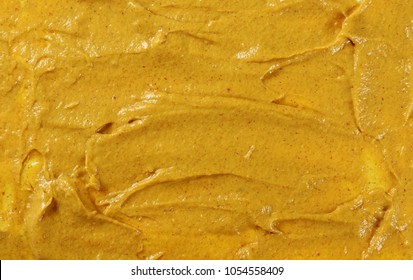 Yellow Mustard Sauce, Spread Background And Texture, Top View