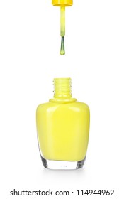 Yellow Nail Polish On White Background