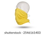 Yellow Neck gaiter mockup with White mannequin, Dark Fabric necker dust proof 3d Rendering isolated on white background