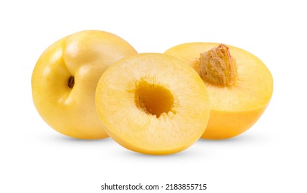 Yellow Nectarine Fruit On White Background