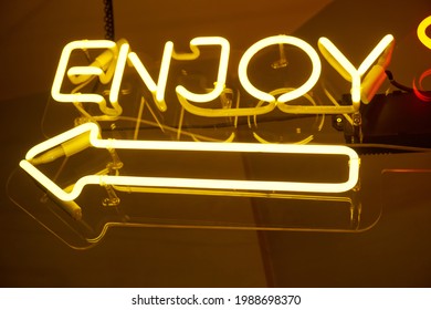  Yellow Neon Light Writing Enjoy                              