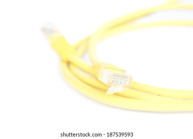 Yellow Network Cable isolated on white background.