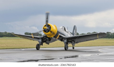 Yellow nosed Corsair WW2 fighter