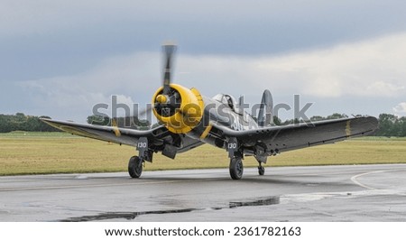Yellow nosed Corsair WW2 fighter