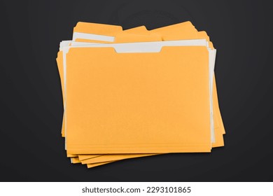 Yellow office file with documents on black table