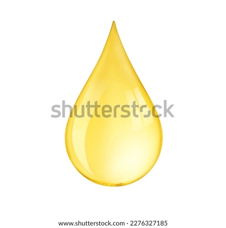 Yellow oil drop isolated on white background. Clipping path.
