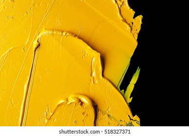 Yellow Oil Paint On The Black Palette