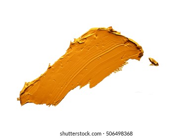 Yellow  Oil Paint Spot Isolated On White Background