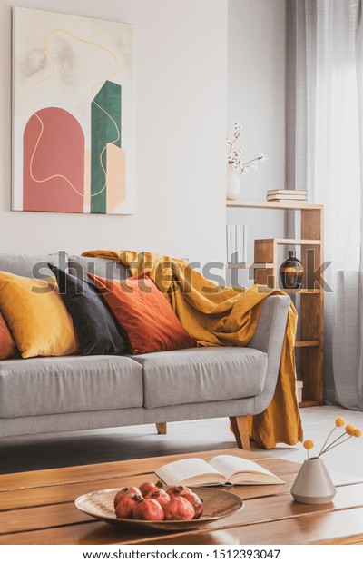 Yellow Orange Black Brown Pillows On Royalty Free Stock Image