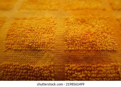 Yellow Orange Tea Towel Close Up Texture.