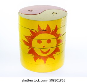 Yellow And Orange Yin And Yang Wooden Puzzle With Sun 