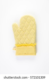 Yellow Oven Mitt On A White Background.