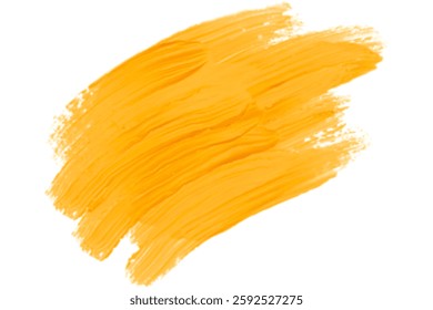Yellow Paint Brush Stroke Isolated on White - Abstract Acrylic Paint Swash, Vibrant Artistic Brushstroke Texture, Studio Shot, Stock Photo for Graphic Design and Creative Backgrounds