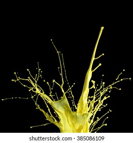 Yellow Paint Exploded Isolated On Black Stock Photo 385086109 ...